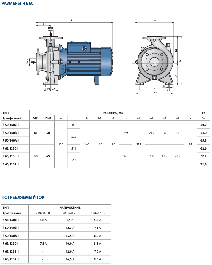 Консольный центробежный насос Pedrollo F-INOX 50/160B-I